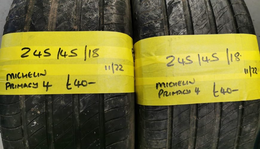 245-45-18-MICHELIN-PRIMACY-3gx697pmmvqrxuvk03owzu.jpg 245 / 45 / 18 MICHELIN PRIMACY 4 TYRES – TWO AVAILABLE - Image 1