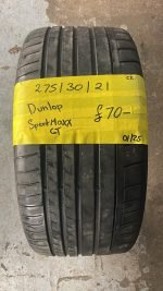 275 / 30 / 21  DUNLOP SPORT MAXX GT TYRE - FITTING AVAILABLE