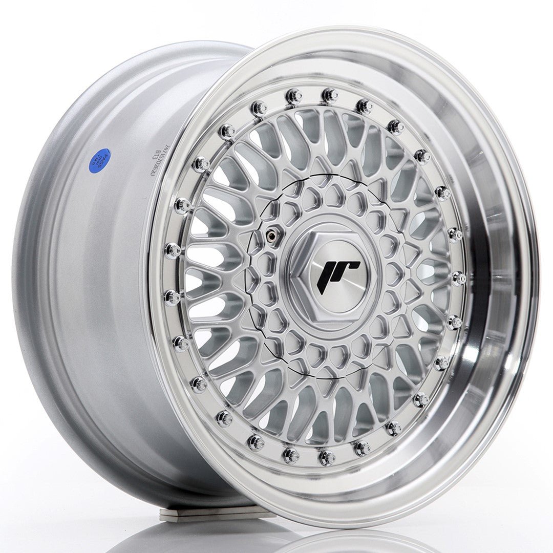 36723_0_23580.jpg JR Wheels JR9 15x7 ET20 4x100/108 Silver w/Machined Lip+Silver Rivets - Image 1