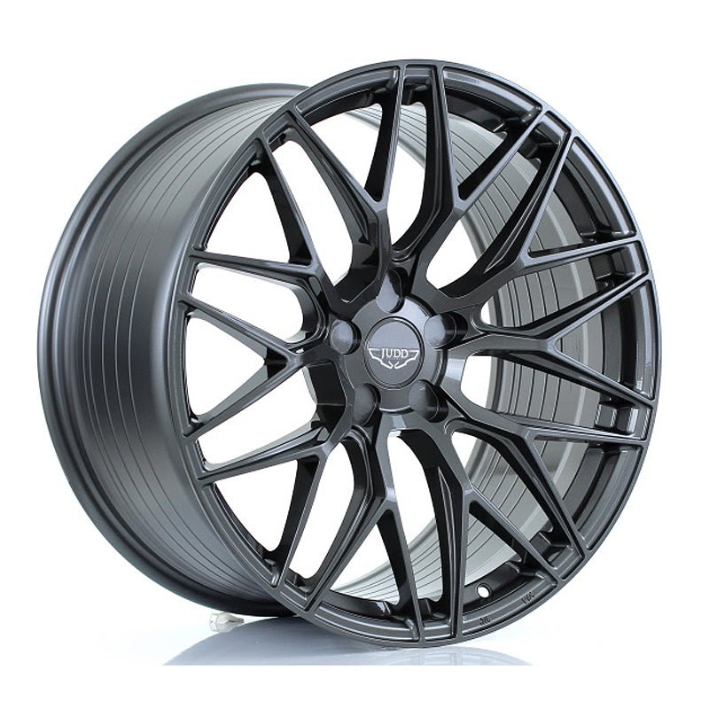 JUDD_MODEL_ONE_GLOSS_GUNMETAL_2010_ANGLE_3fdd5b81-9998-4119-8977-af76c3aceb76.jpg JUDD MODEL ONE 20x10 ET23-45 5x112 GLOSS GUNMETAL - Image 1