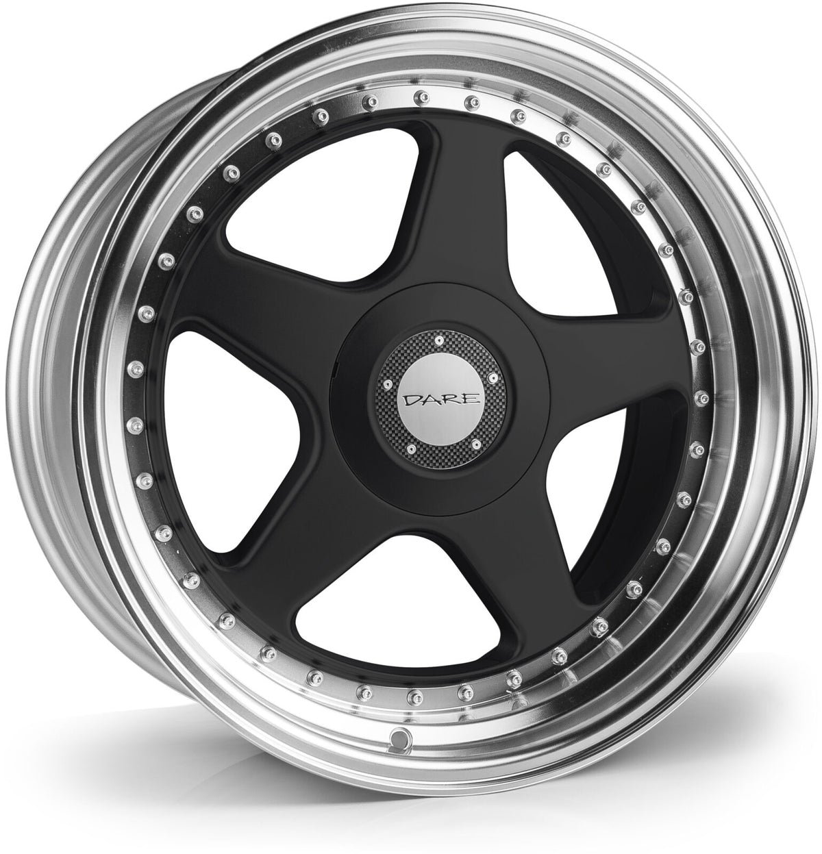 dare-f5-black-polished-lip.jpg Dare F5 17x7.5 ET35 4x100/4x108 Black Polished Lip - Image 1