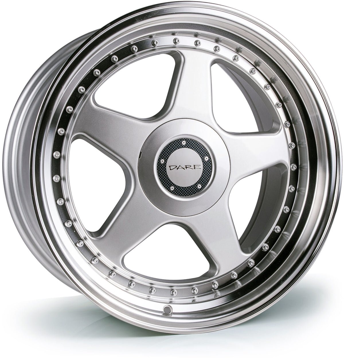 dare-f5-silver-polished-lip_d55b89cd-d89a-424d-be29-e3448d500fa1.jpg Dare F5 17x7.5 ET35 4x100/4x108 Silver Polished Lip - Image 1