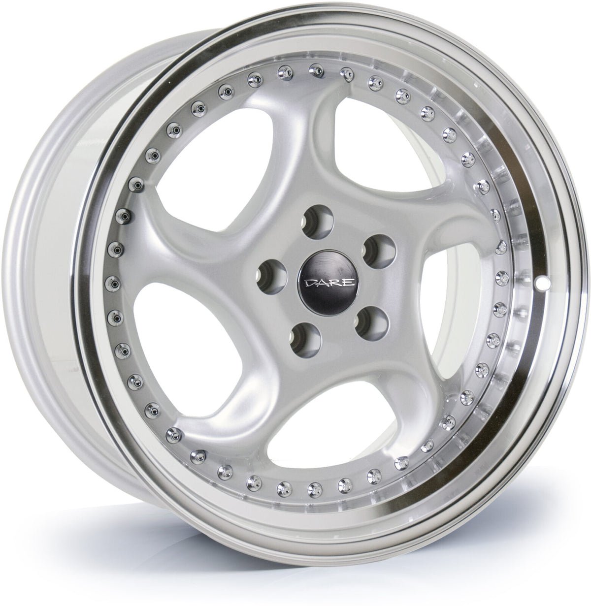 dare-f6-silver-polished-lip.jpg Dare F6 17x7.5 ET35 5x100 Silver Polished Lip - Image 1
