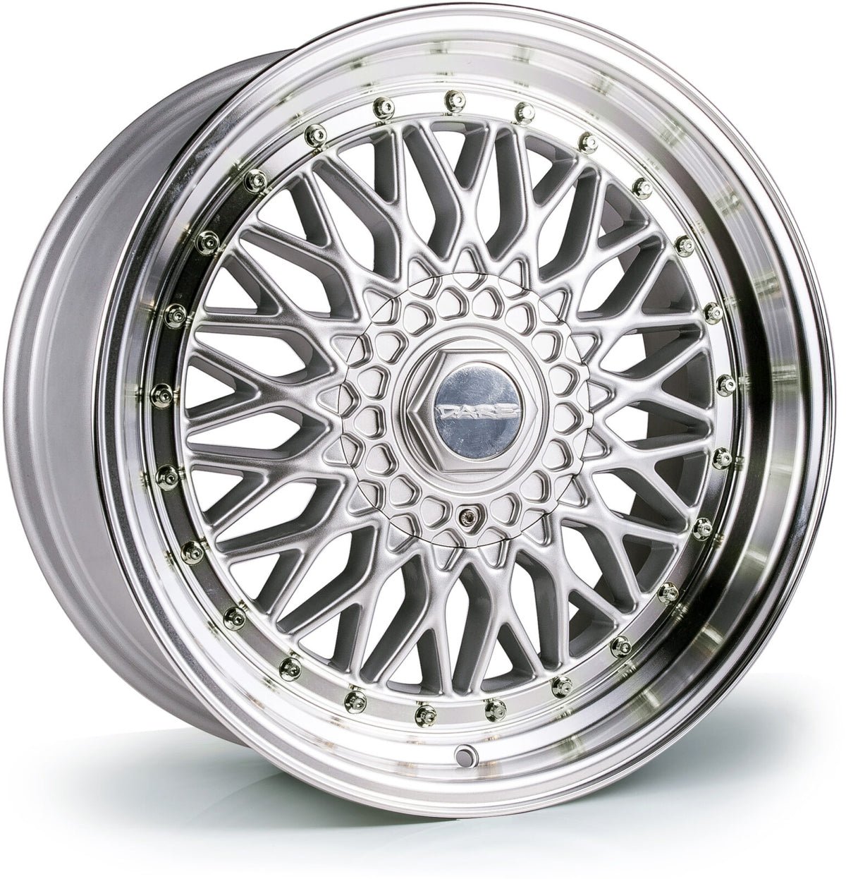 dare-rs-silver-polished-lip_9389ddc0-7a18-4d9d-b3e9-37d8d7bfc491.jpg Dare DRRS 18x8 ET35 5x108/5x114.3 Silver Polished / Chrome Rivets - Image 1