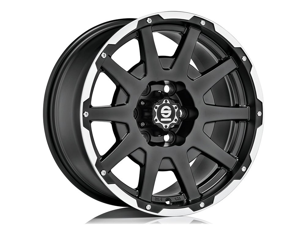 threesixty_03_28059b55-d1fa-47a7-8002-c56837704363.jpg Sparco DAKAR 17x7.5 ET30 5x120 MATT BLACK LIP POLISHED+RIVETS - Image 1