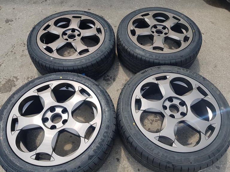18" LAMBORGHINI STYLE ALLOY WHEELS / NEW TYRES - 5 X 112 - VOLKSWAGEN / AUDI FITMENT