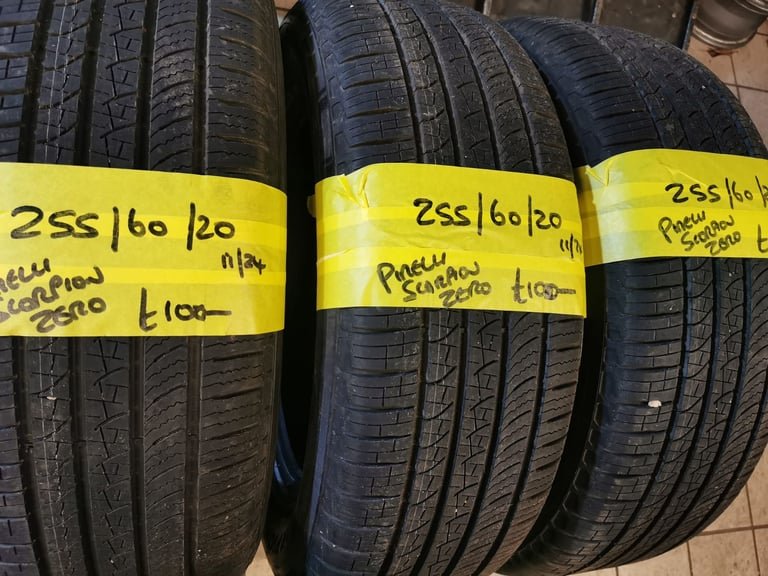 255 / 60 / 20 PIRELLI SCORPION ZERO TYRES - AS NEW - THREE AVAILABLE