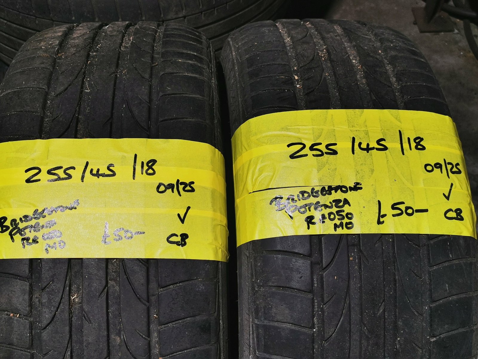 255 45 18 bridgestone oct 255 / 45 / 18 BRIDGESTONE POTENZA RE050 MO TYRES - TWO AVAILABLE - Image 1